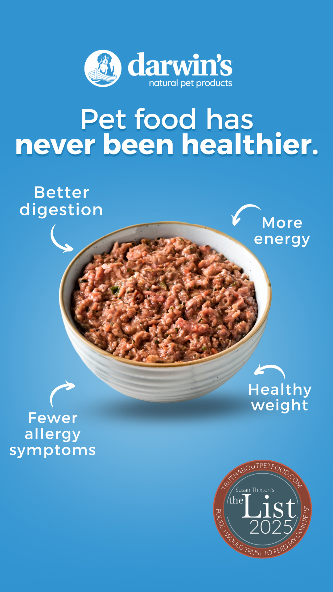 Darwin's Natural Pet Products Facebook ad: Try Raw. Make the Switch.