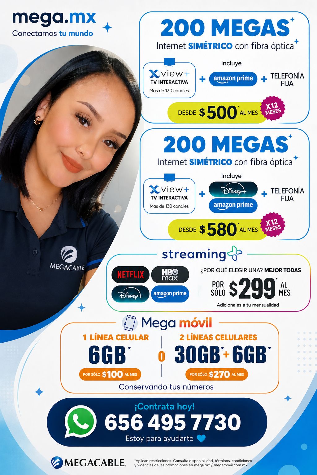 Megacable cd Juárez Facebook ad: Contrata con $100