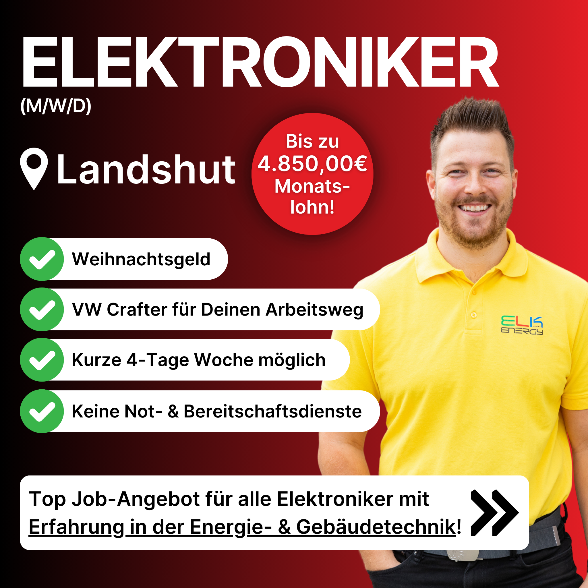 Candidate Flow Jobangebot: Elektroniker Facebook ad: Du möchtest ein unwiderstehliches Job-Angebot?