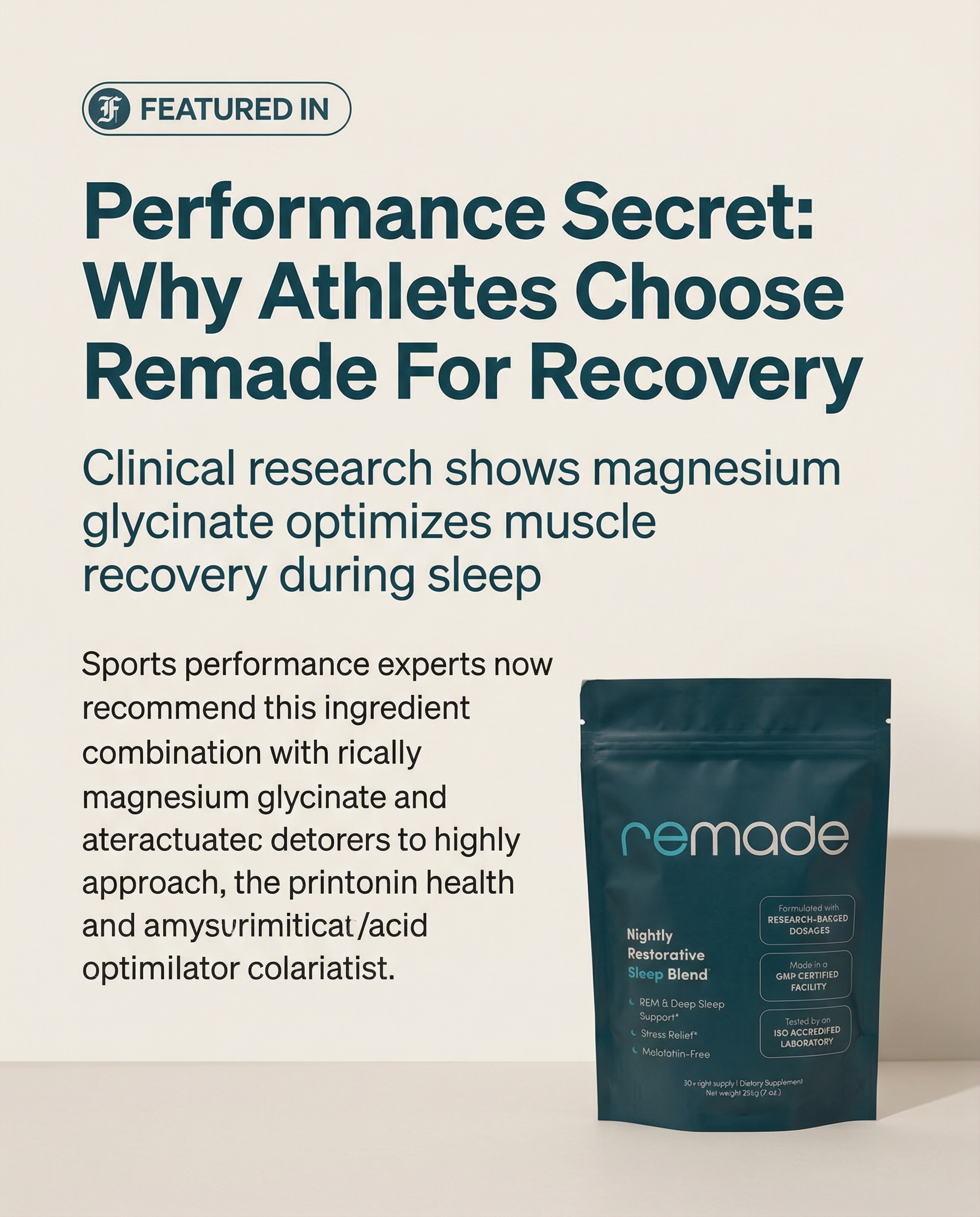 Remade Restorative Sleep Supplement Facebook ad