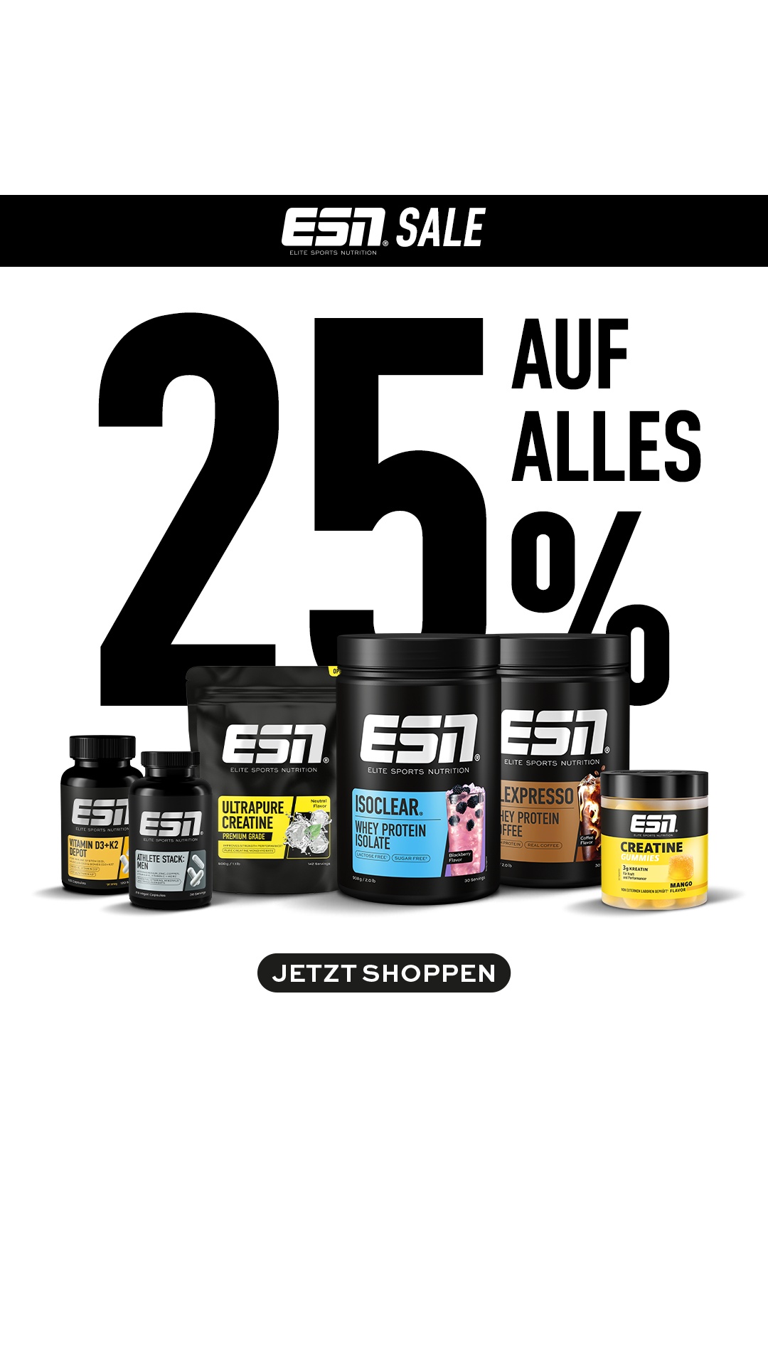 ESN Facebook ad: 25 % auf alles