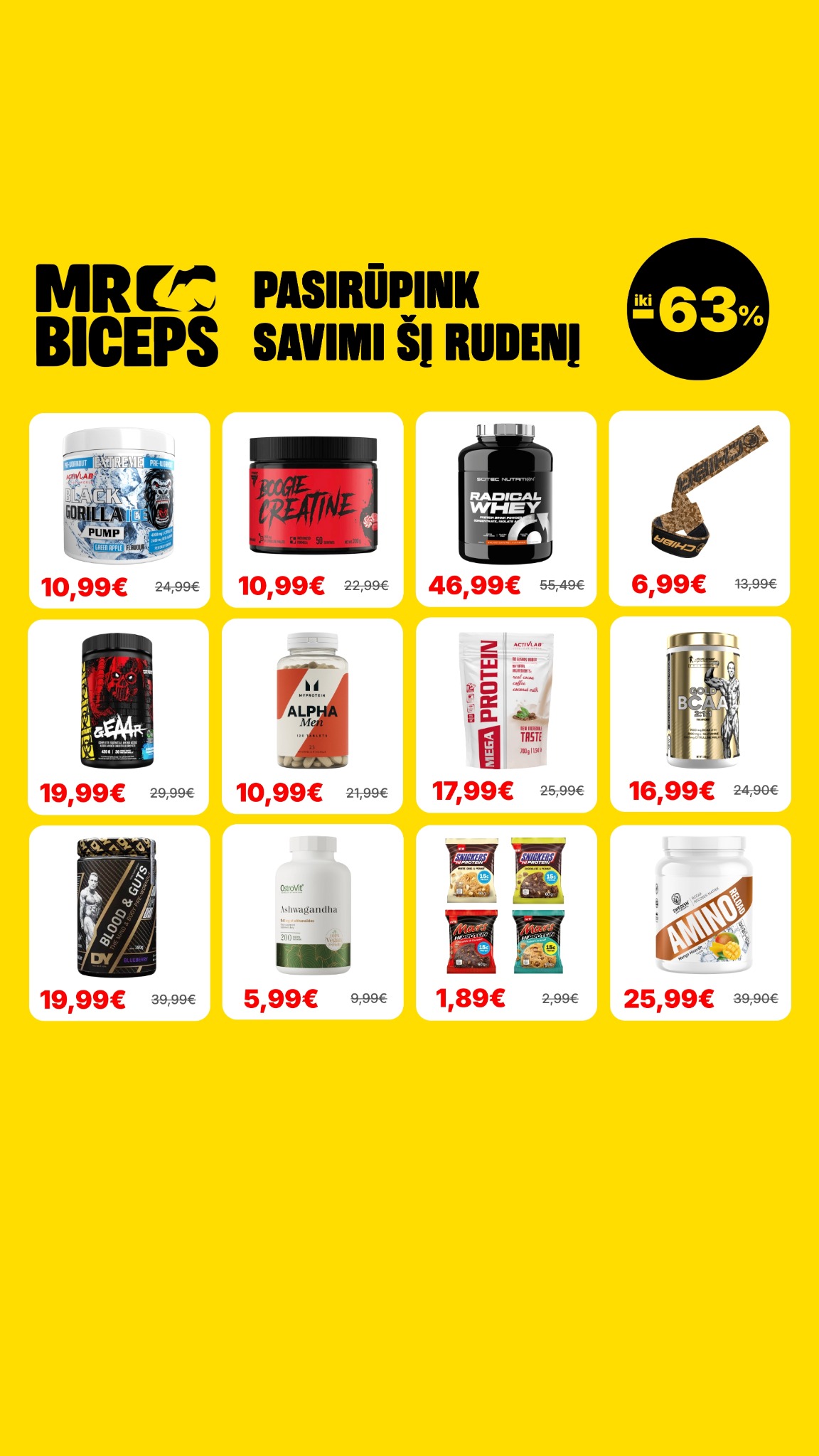 MrBiceps - Maisto Papildai Facebook ad: Papildyk atsargas pigiau