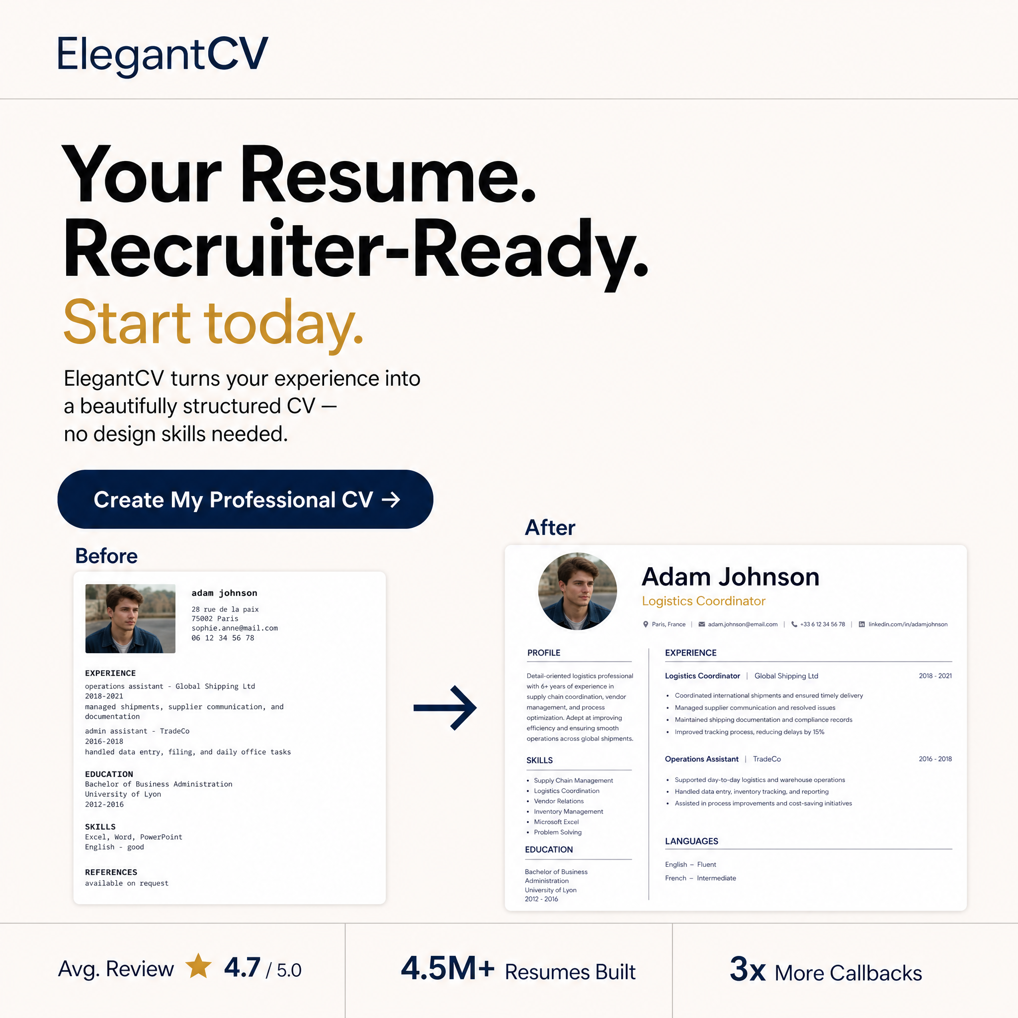 Elegant CV Facebook ad