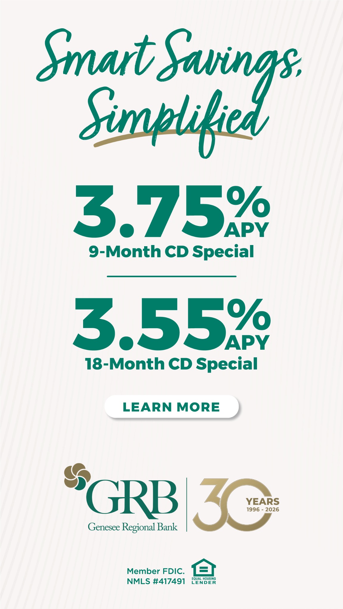 Genesee Regional Bank Facebook ad from Mar 31, 2026