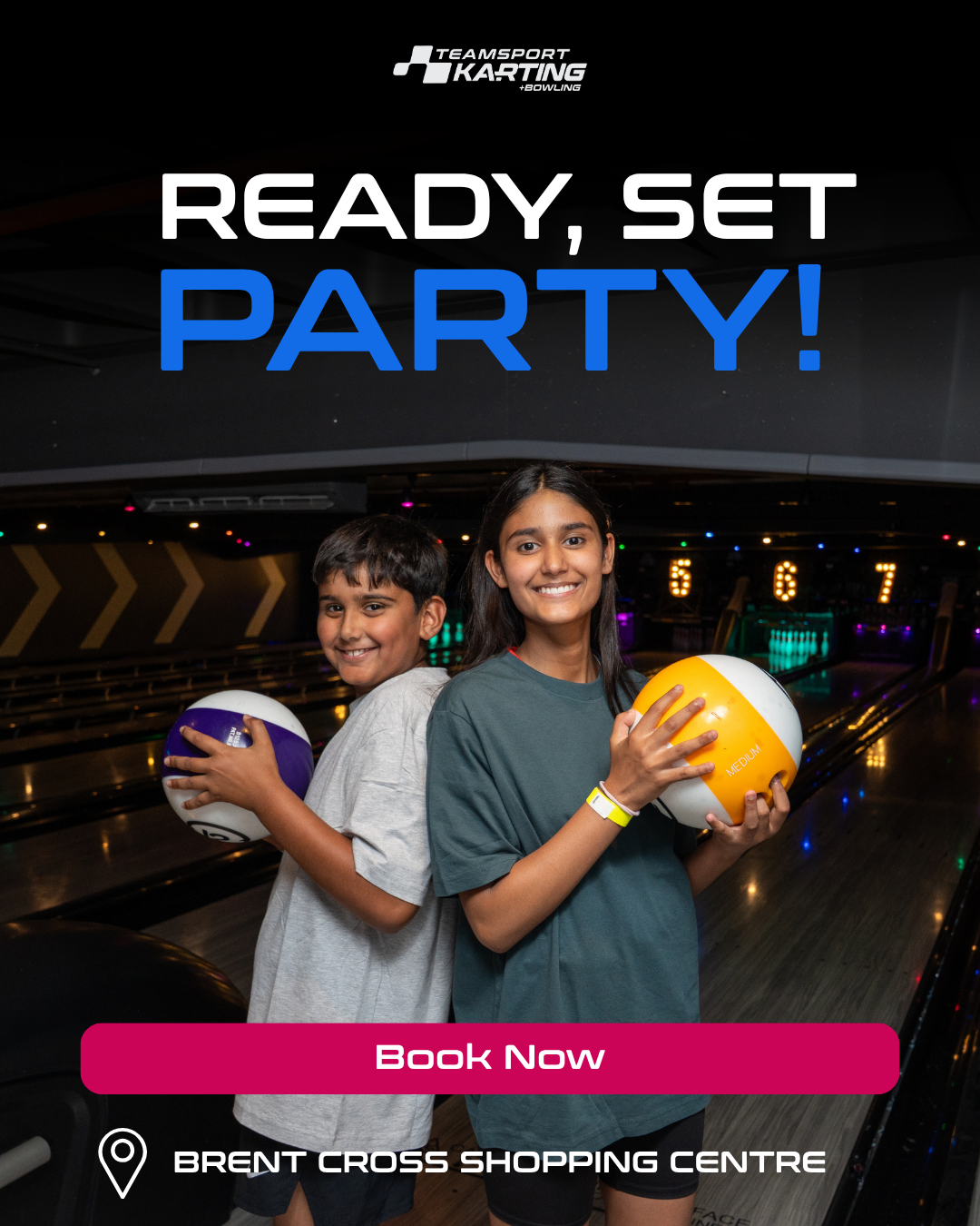 TeamSport Karting Facebook ad: Book your party with us!