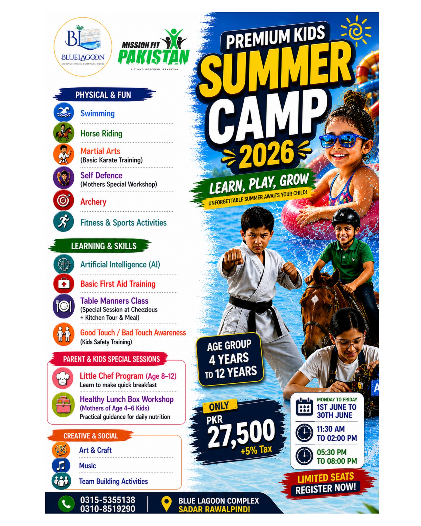 Mission Fit Pakistan Facebook ad: Premium Kids Summer Camp 2026 is LIVE!