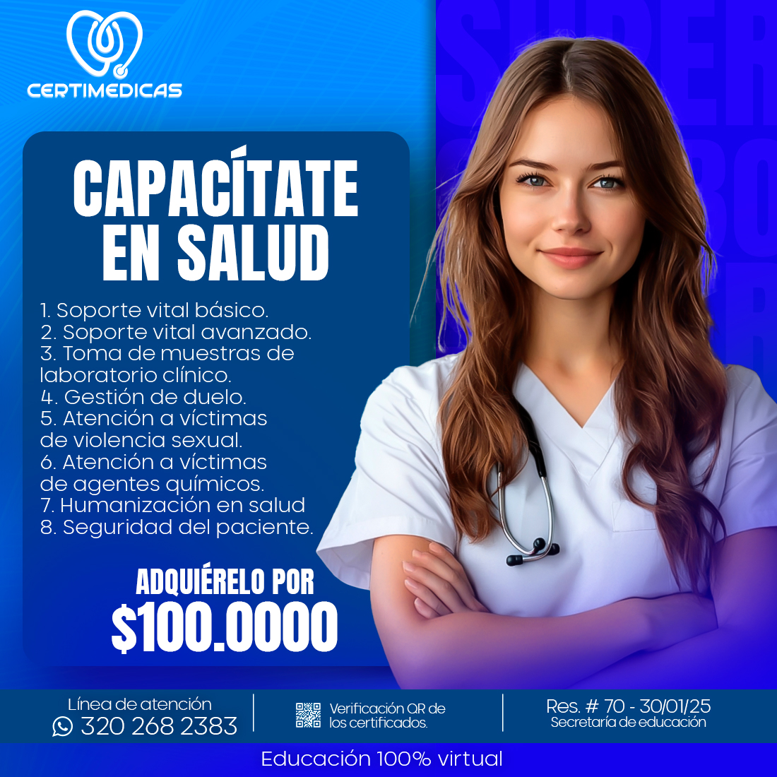 Certimedicas Colombia Facebook ad: Impulse su crecimiento profesional en salud