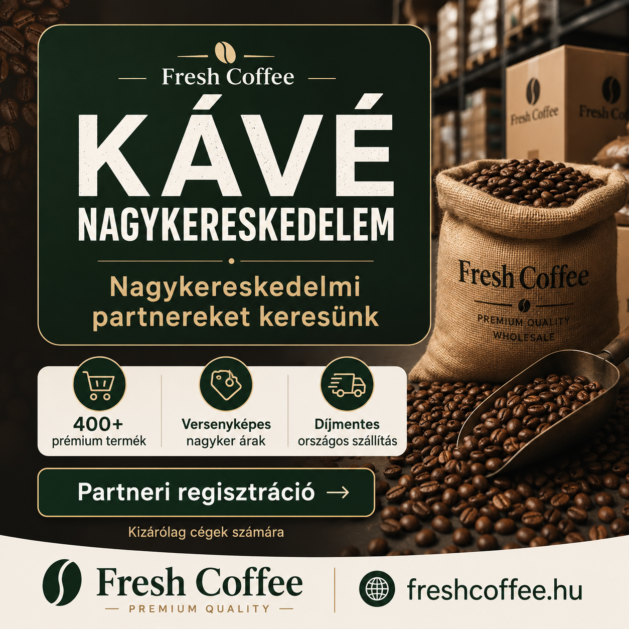 KaveAruhaz.hu Facebook ad: Kávé nagykereskedelem