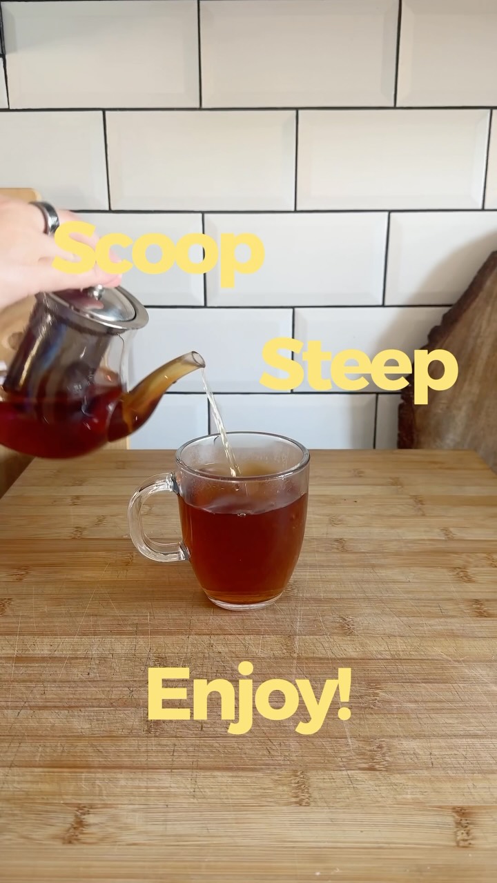 Camellios Facebook ad: Proper tea in 3 steps: scoop, steep, enjoy.