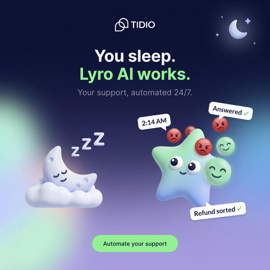 Tidio Facebook ad: Stop paying to answer the same question