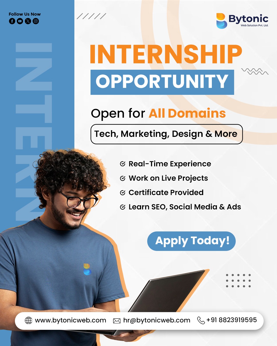Bytonic Web Solution Facebook ad: Internship for College Students in Jaipur