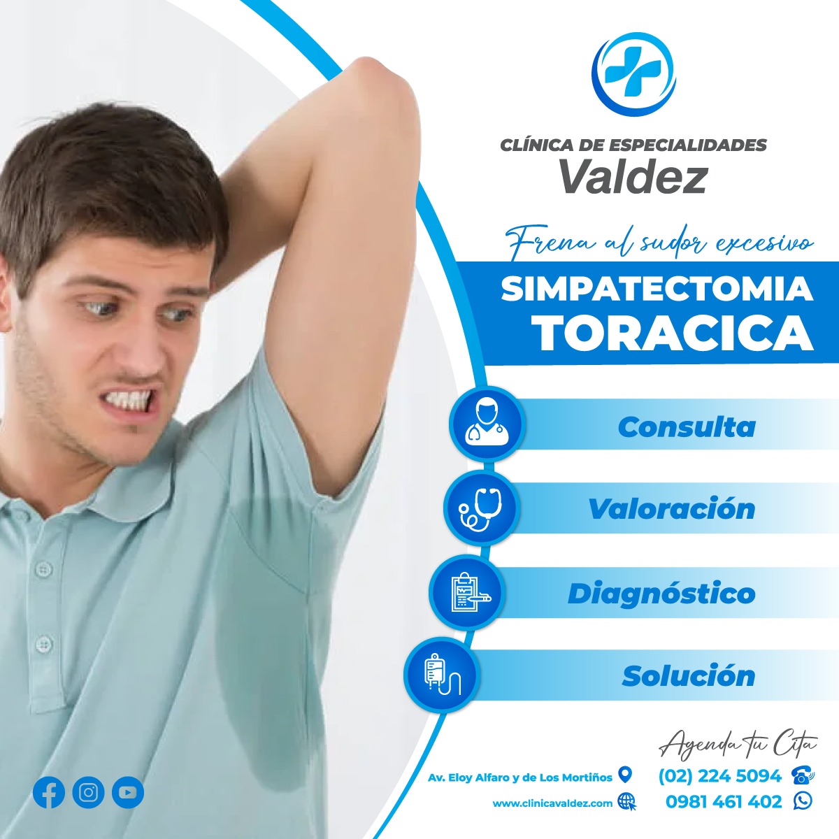 Clínica Valdez Facebook ad: La hiperhidrosis puede causar sudoración excesiva que…