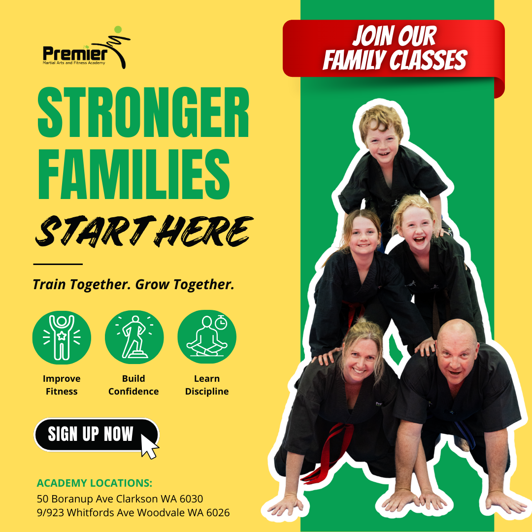 Premier Martial Arts Academy Facebook ad: Family Martial Arts Starts at $29.95