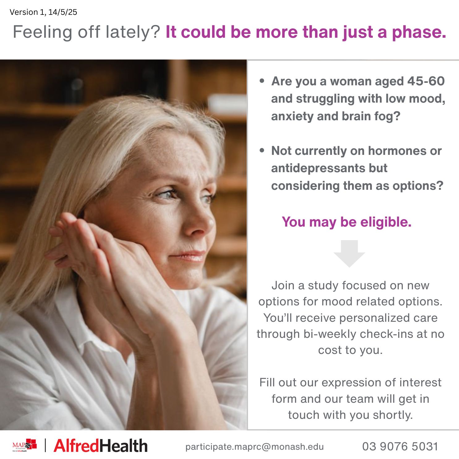 HER Centre Australia Facebook ad: Menopause and Mood Study