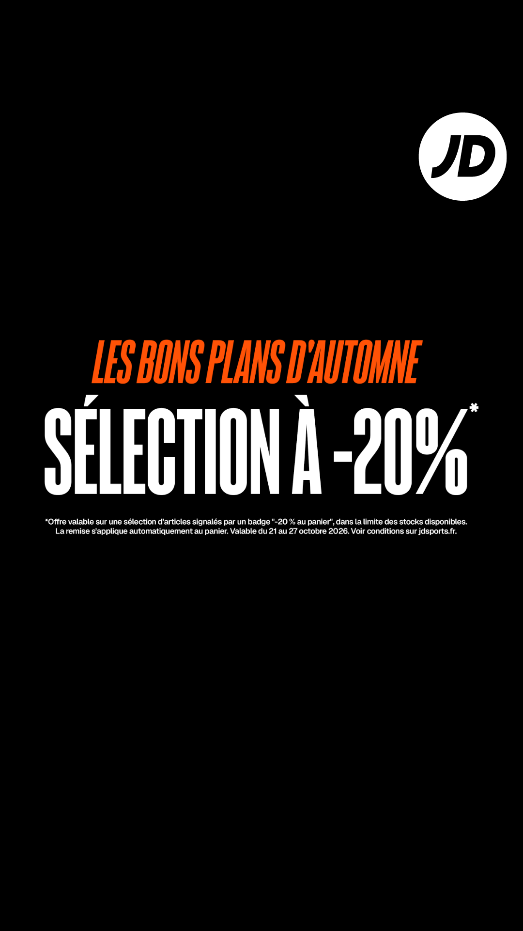 JD Sports Facebook ad: Les Bons Plans d’Automne