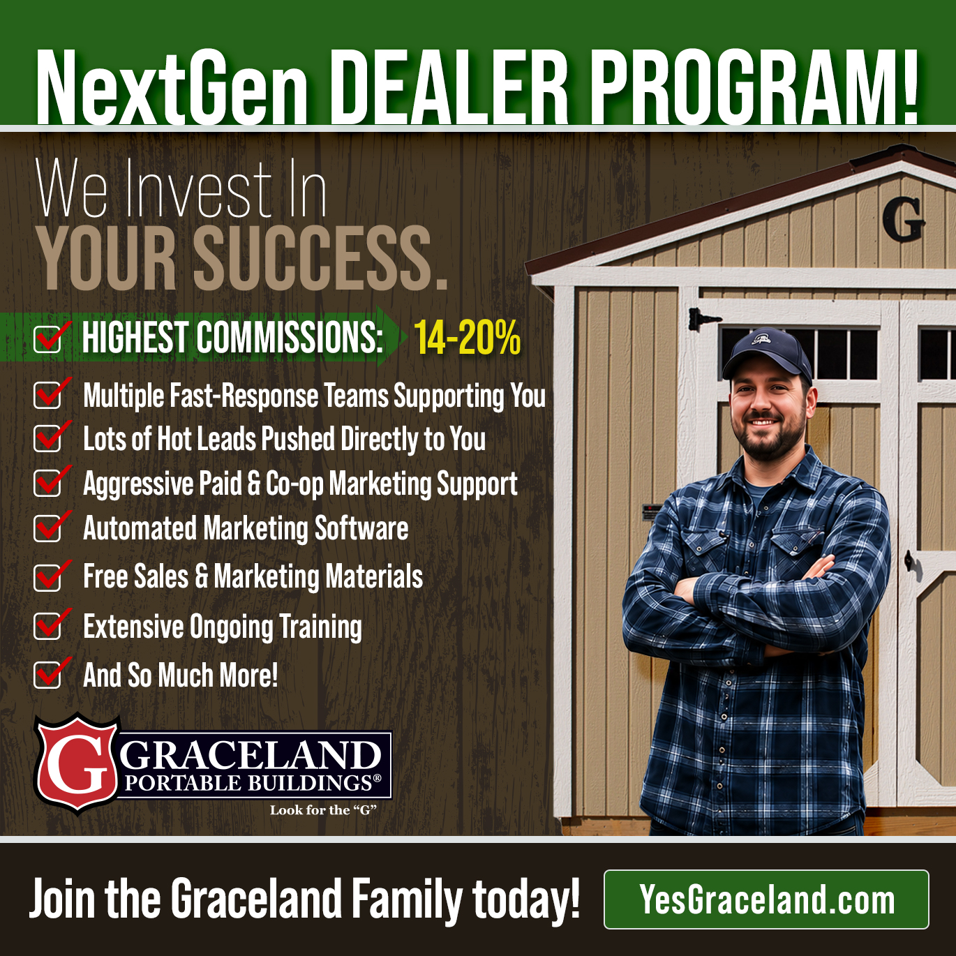 Graceland Portable Buildings Facebook ad: Dealer Recruiting V2 - Graceland Portable Buildings