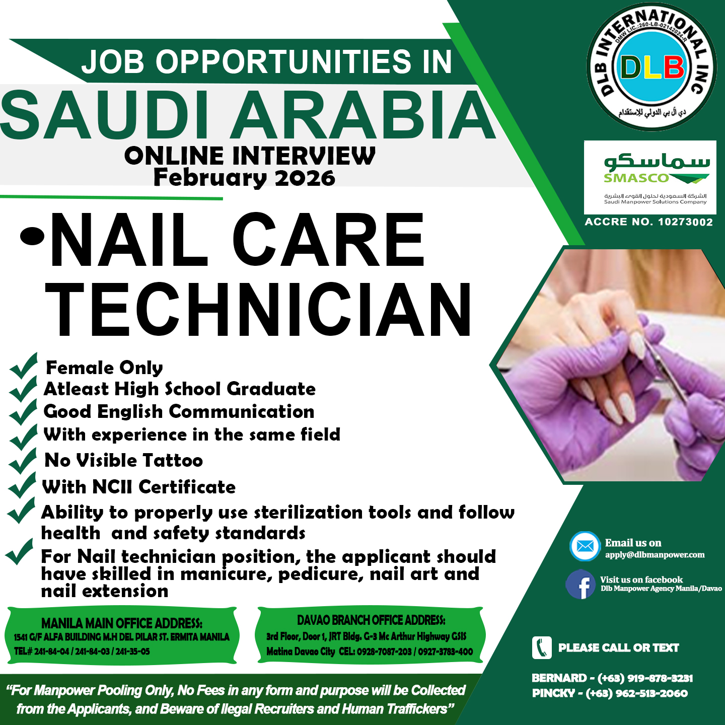 DLB Manpower Agency Manila/Davao Facebook ad