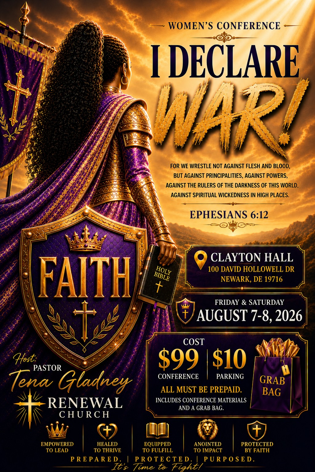 Renewal Church Facebook ad: I DECLARE WAR WOMEN'S CONFERENCE 2026