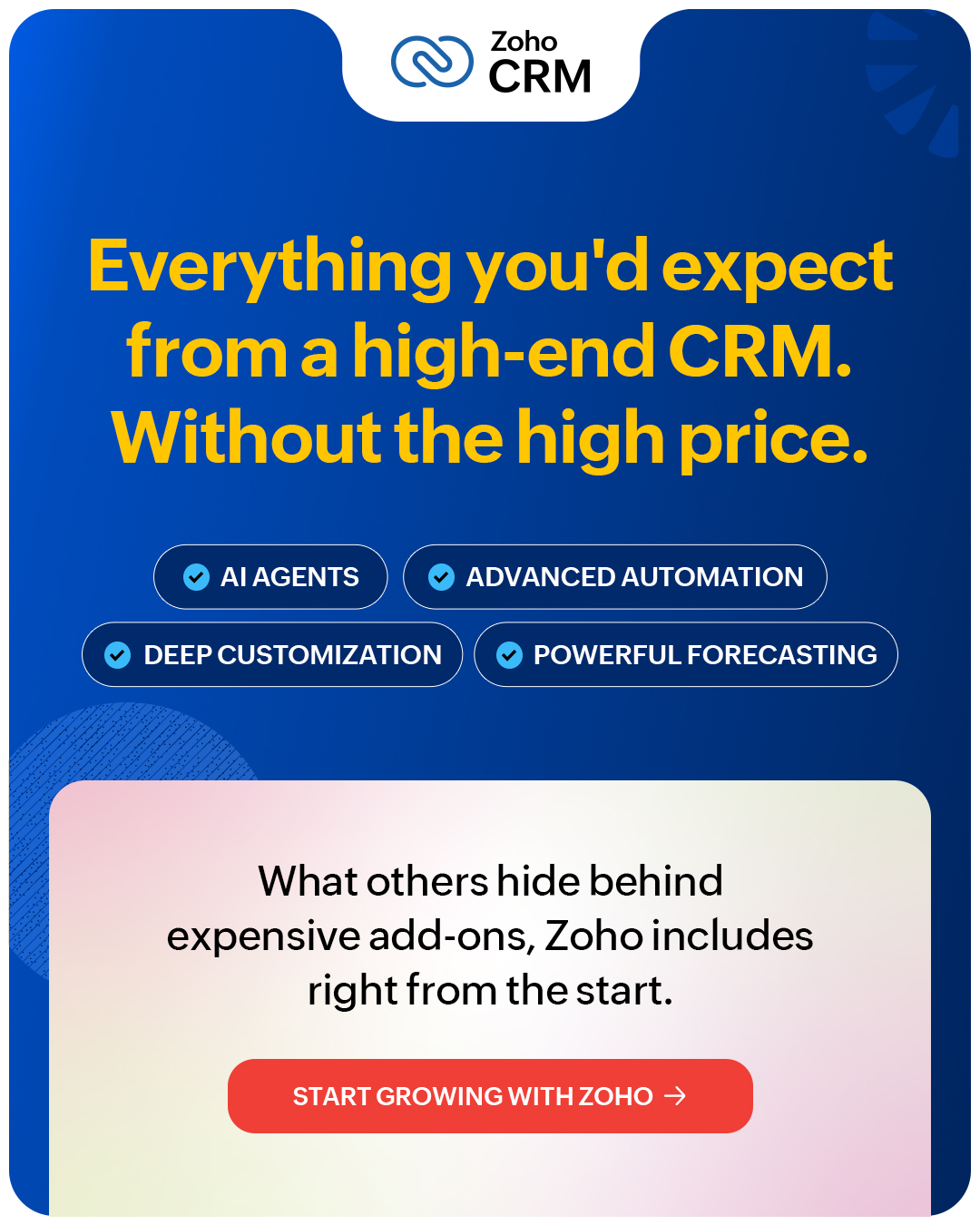 Zoho CRM Facebook ad