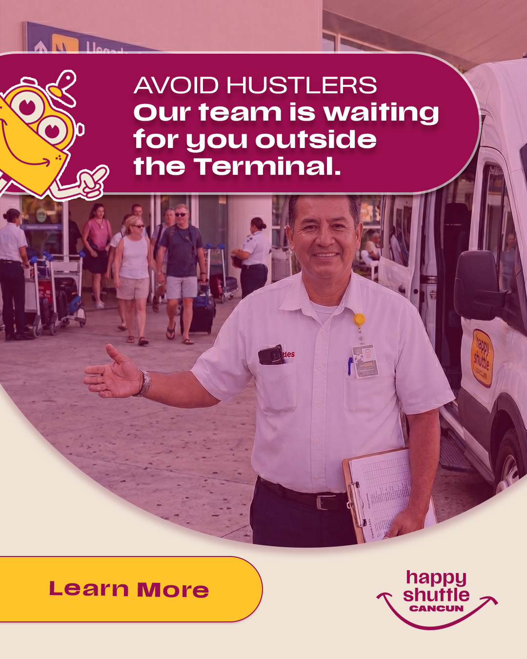 Happy Shuttle Cancun Facebook ad from Jun 9, 2026