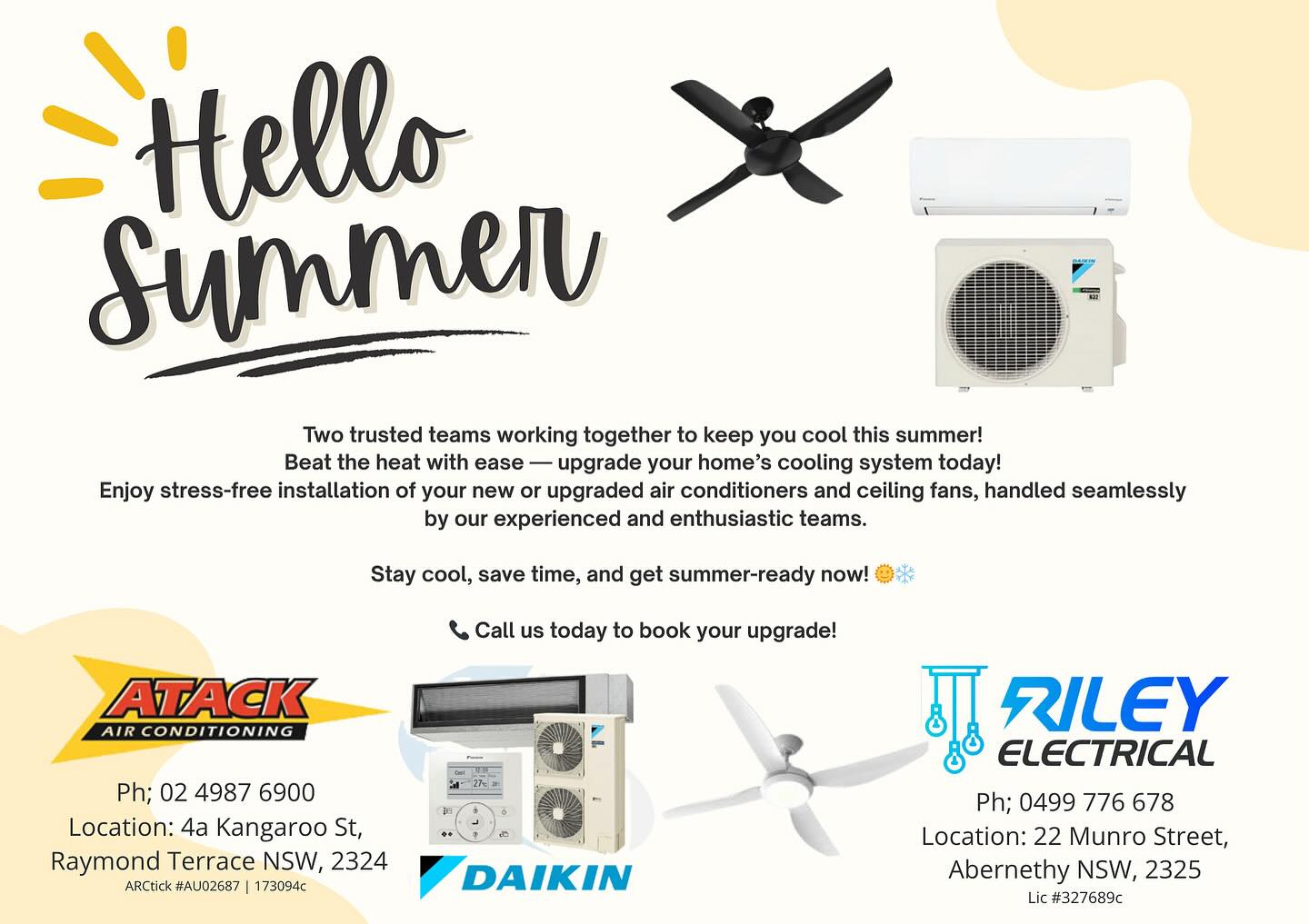 Riley Electrical Contracting Facebook ad: Beat the Heat This Summer!