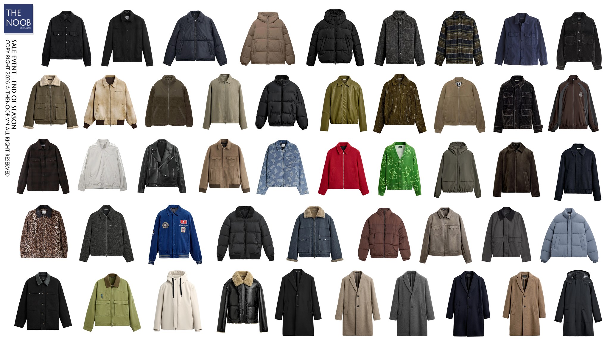 The Noob - Clothing & Apparel Facebook ad: hợp các mẫu áo khoác đang sale 50%…