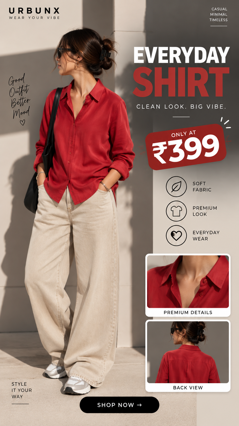 Urbunx Facebook ad: Shirts Starting at ₹399
