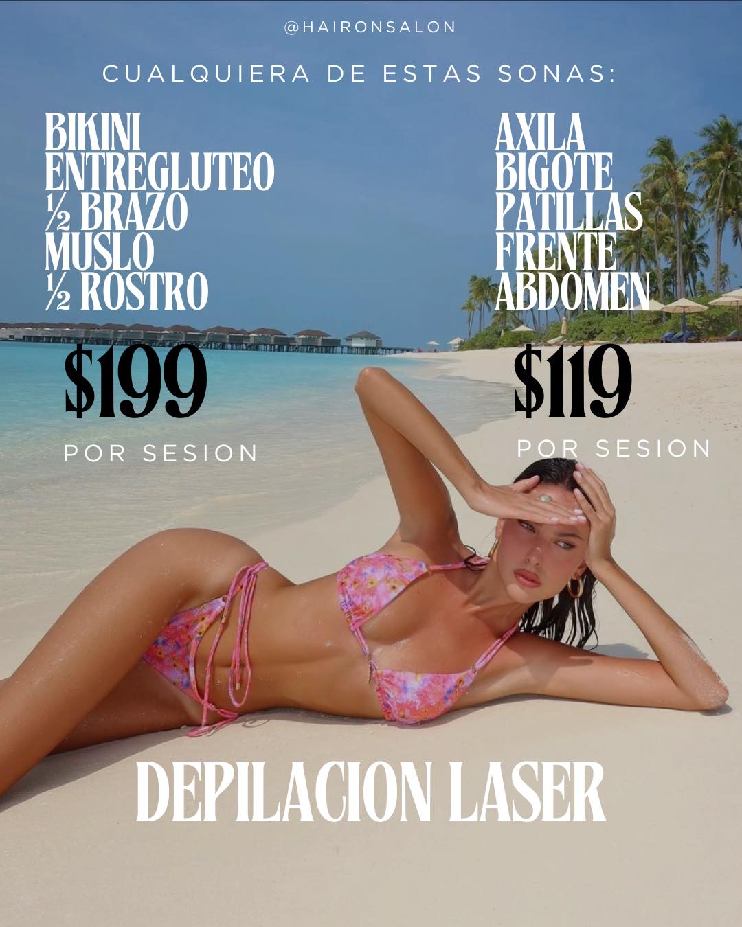 Hair'on salón Facebook ad: DEPILACIÓN láser $199 y $119 …