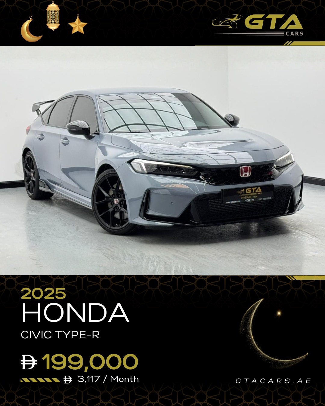 GTA Cars Facebook ad: 2025 Honda Civic Type R, 2.0TC I4 FWD…