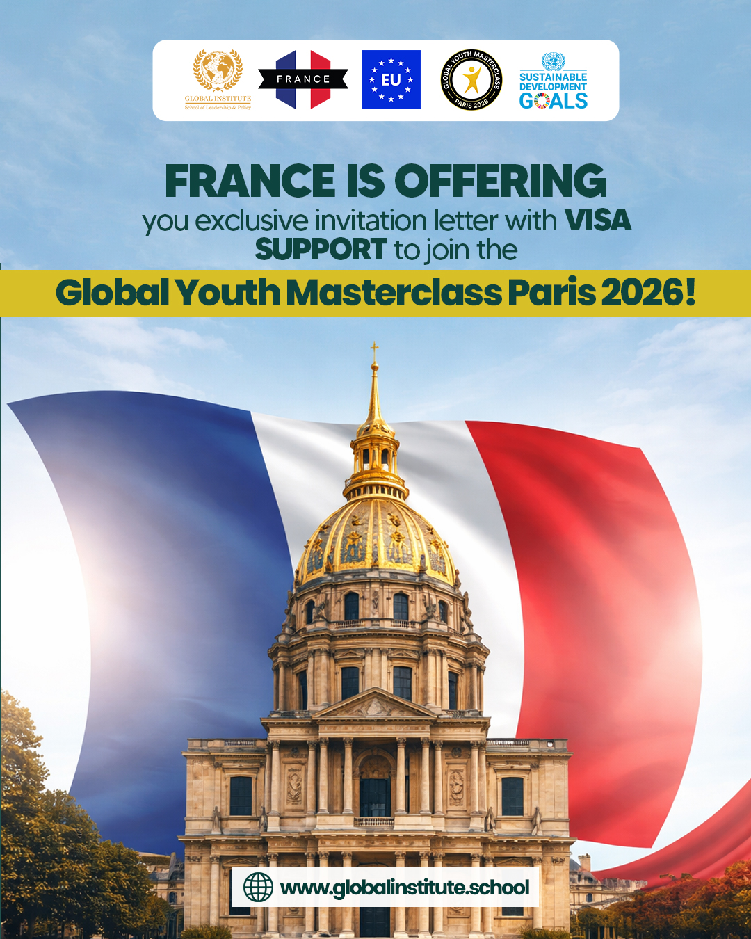 Global Institute / School of Leadership and Policy Facebook ad: France Visa Invitation
