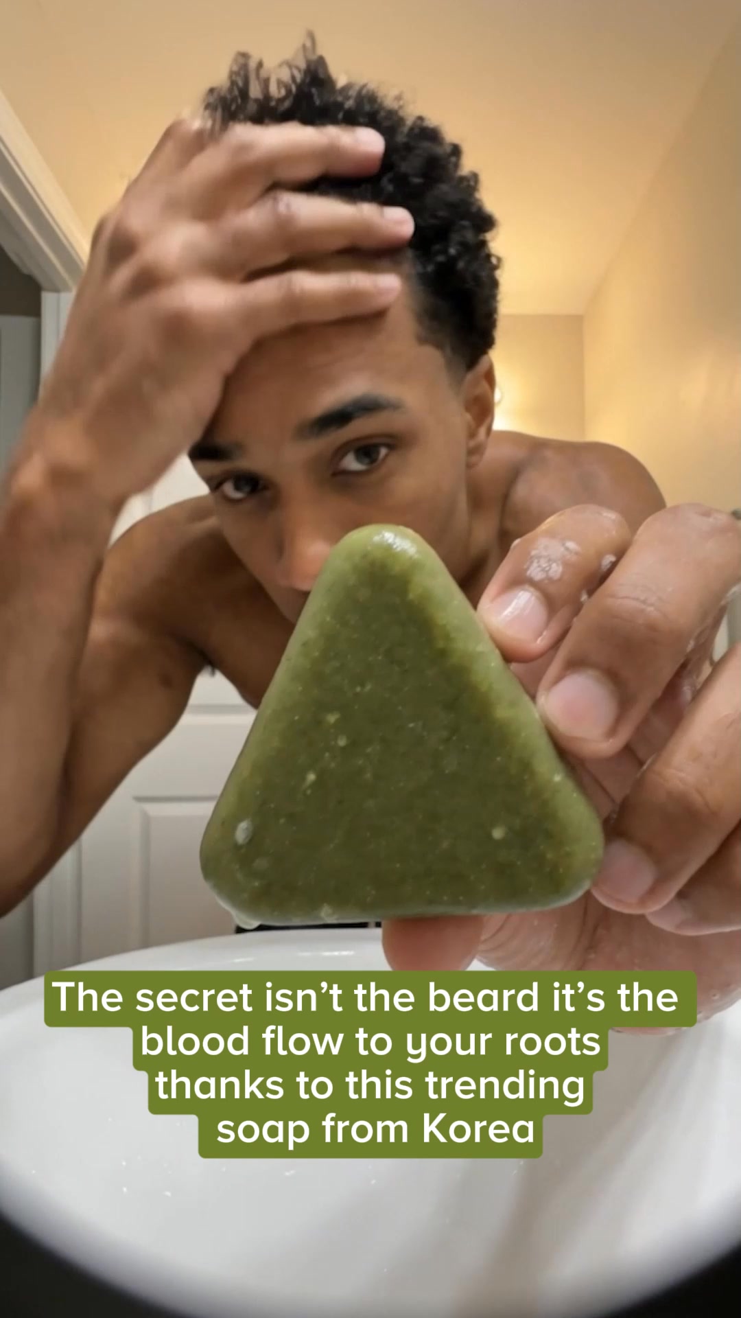 The Men's Hair Code Facebook ad: Korean Hair Growth Bar, Stop Hair Loss With 12 Herbs