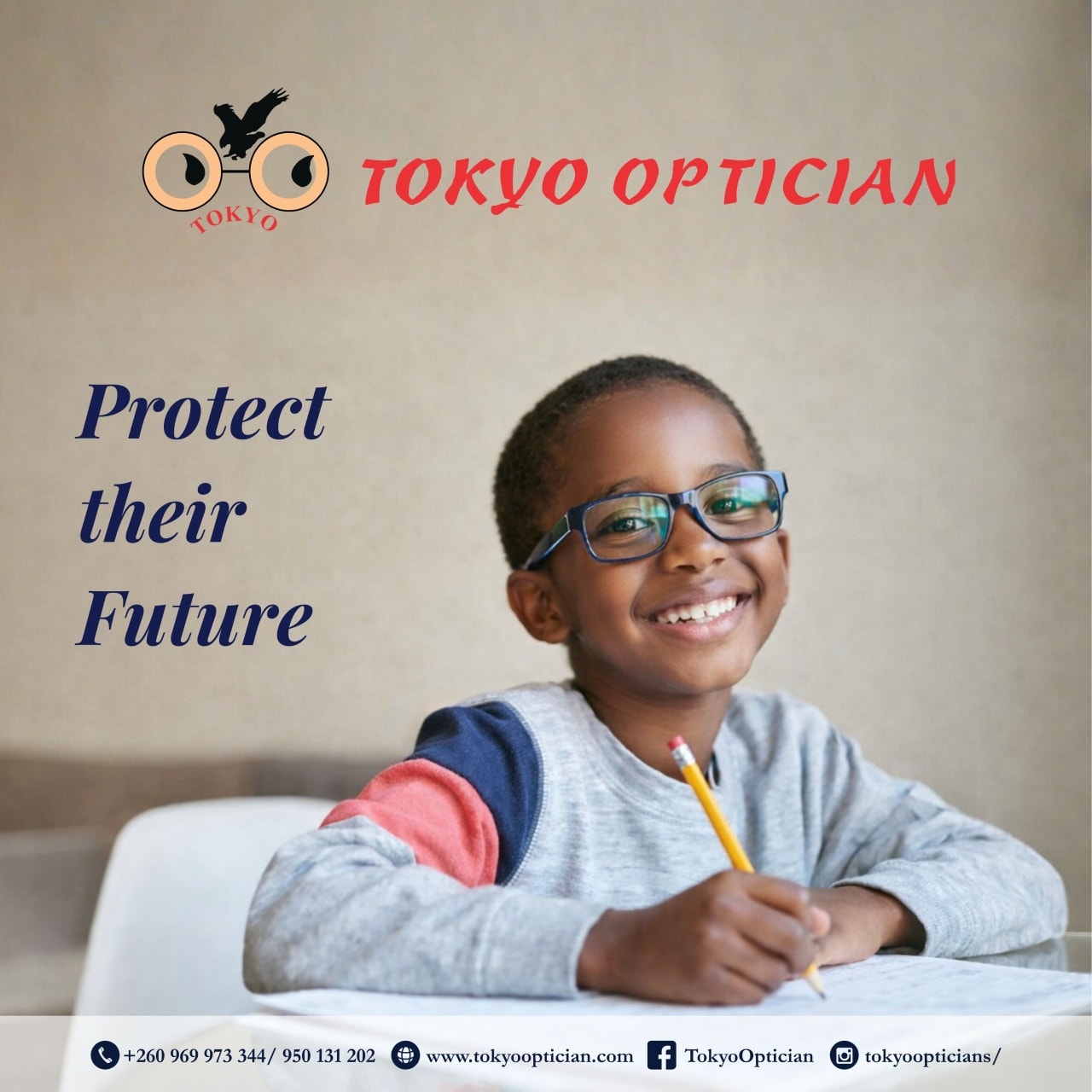 Tokyo Optician Facebook ad: Little eyes need protection too!
