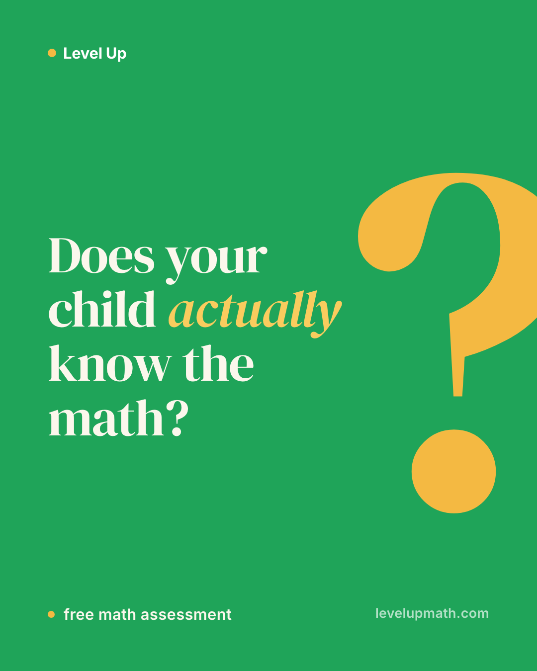 Level Up Facebook ad: Free K-8 math assessment
