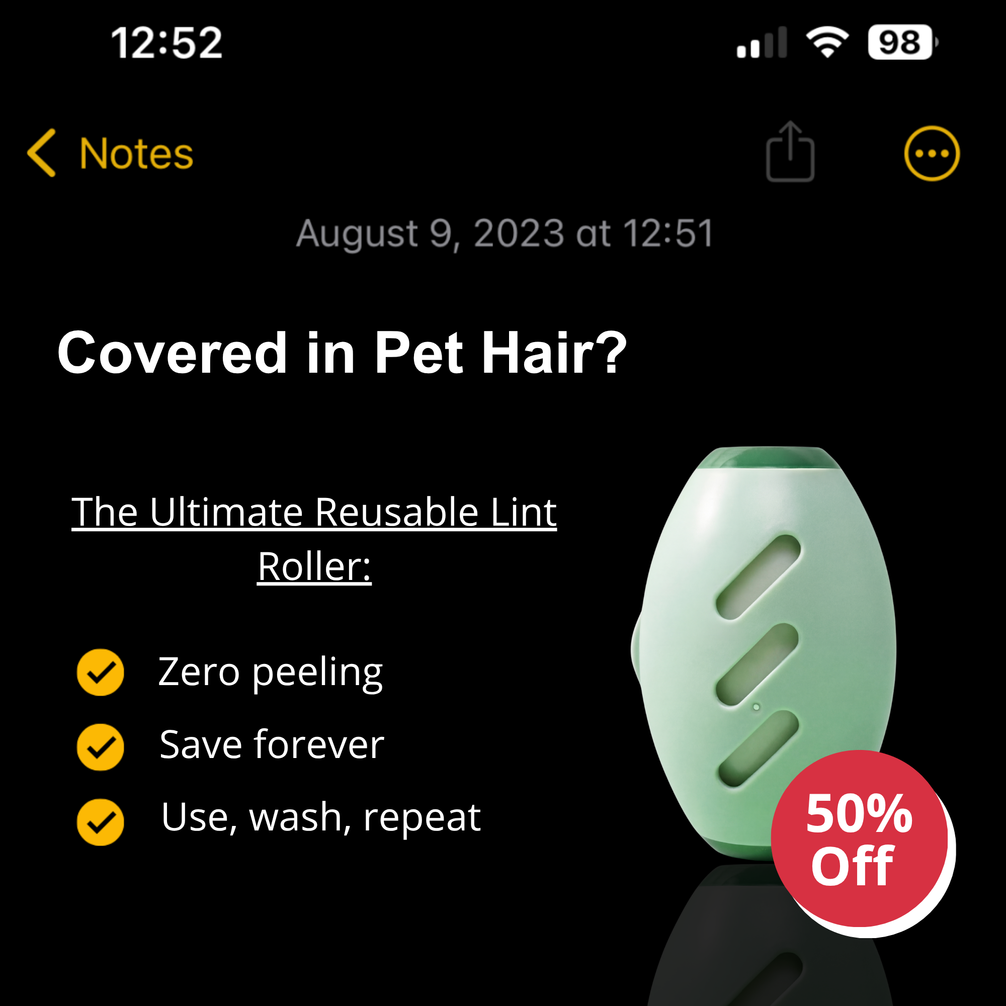 Lintify Facebook ad: The Last Lint Roller You'll Ever Need To Buy.