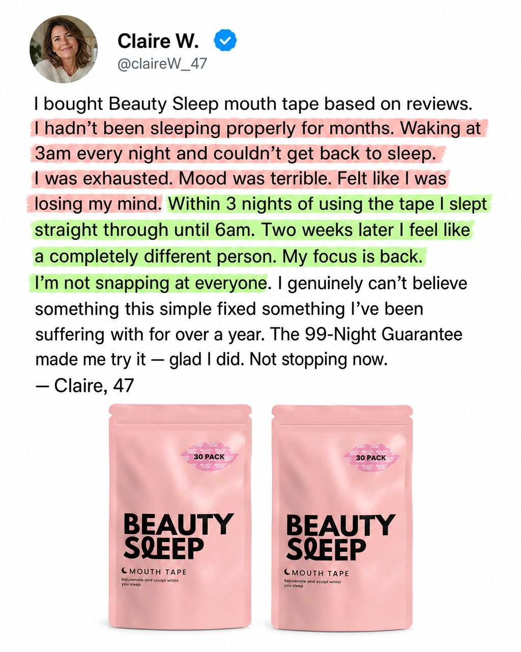 Beauty Sleep Facebook ad
