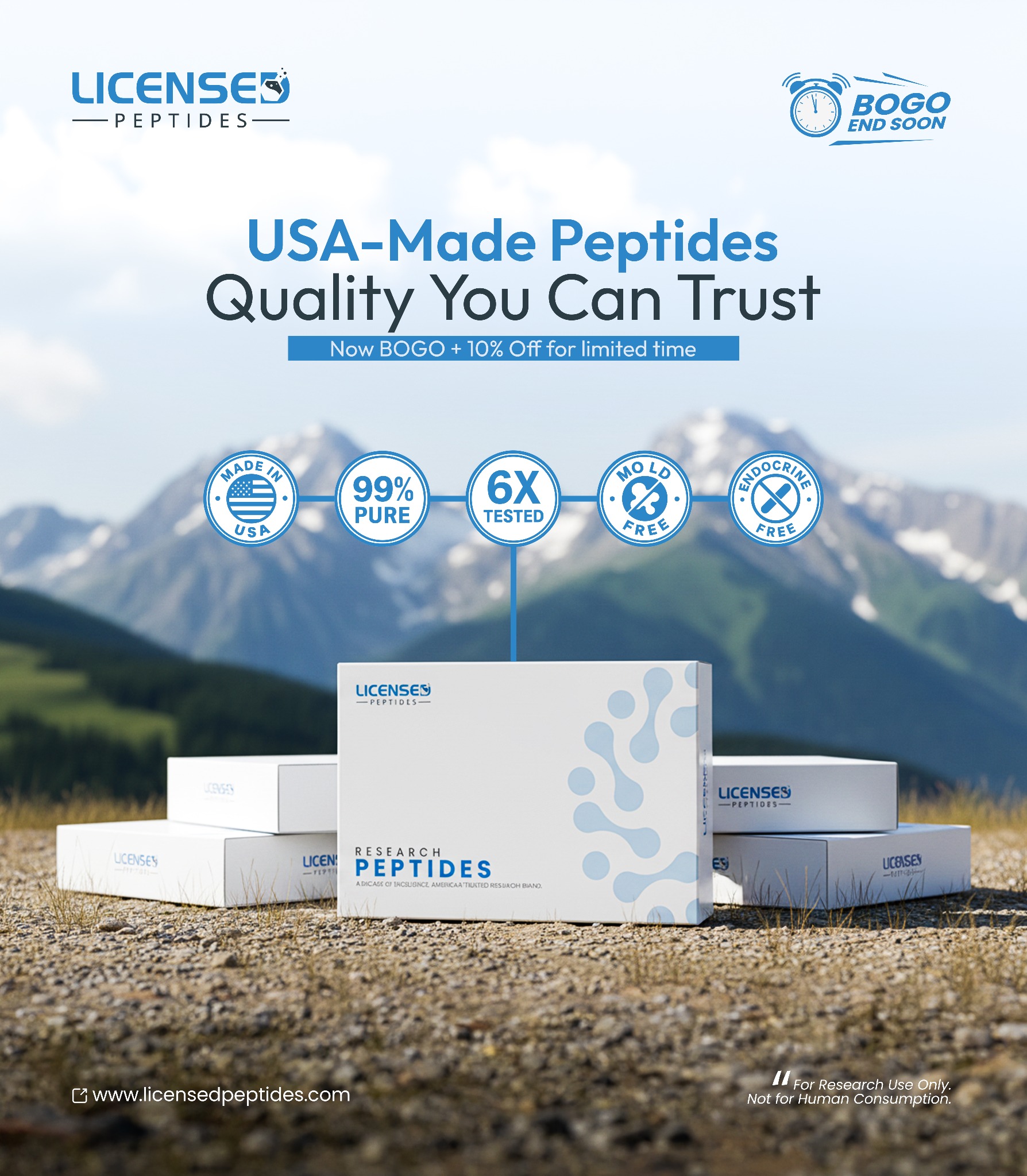 LicensedPeptides.com Facebook ad