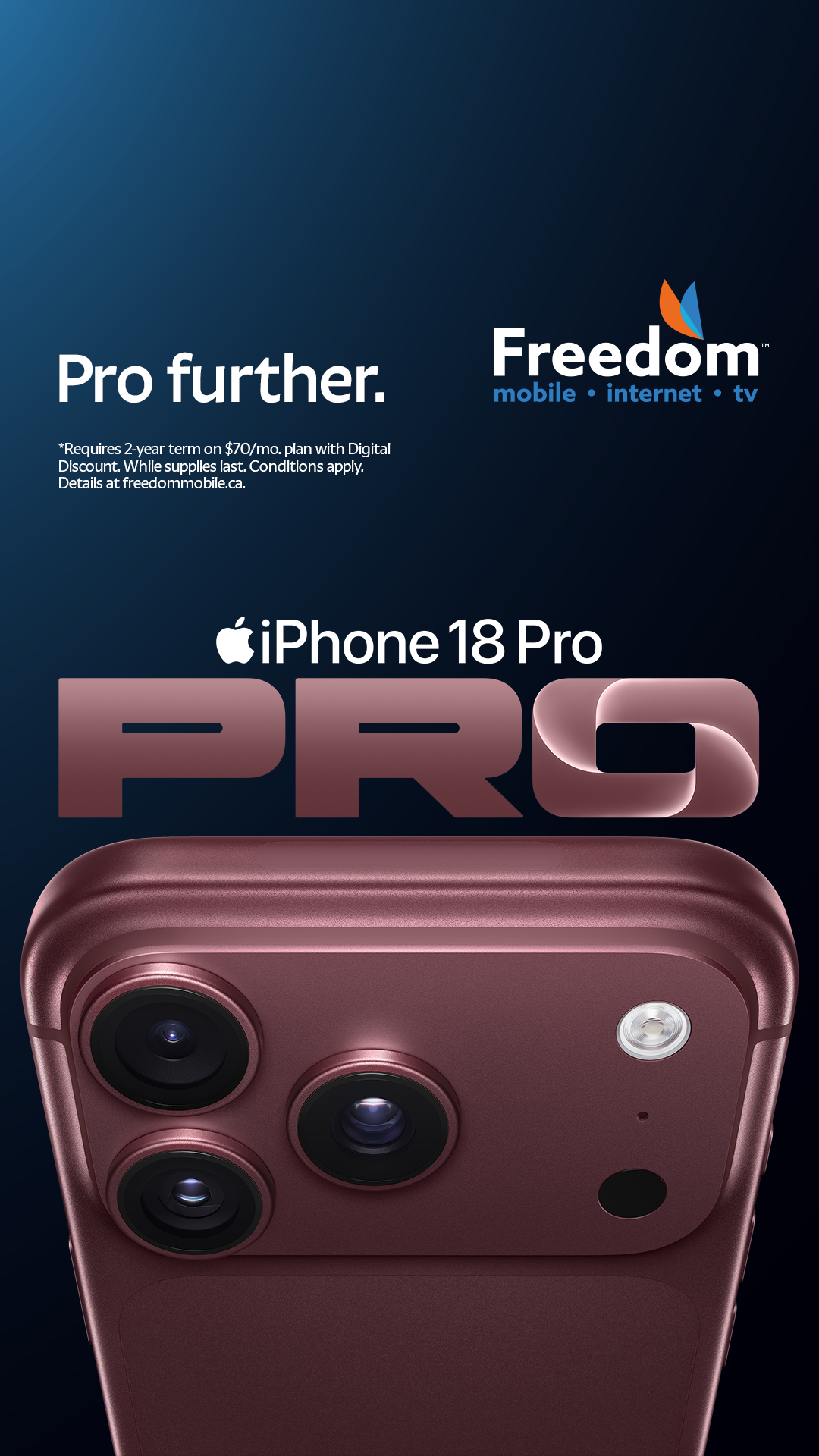 Freedom Mobile Facebook ad: Get yours today.