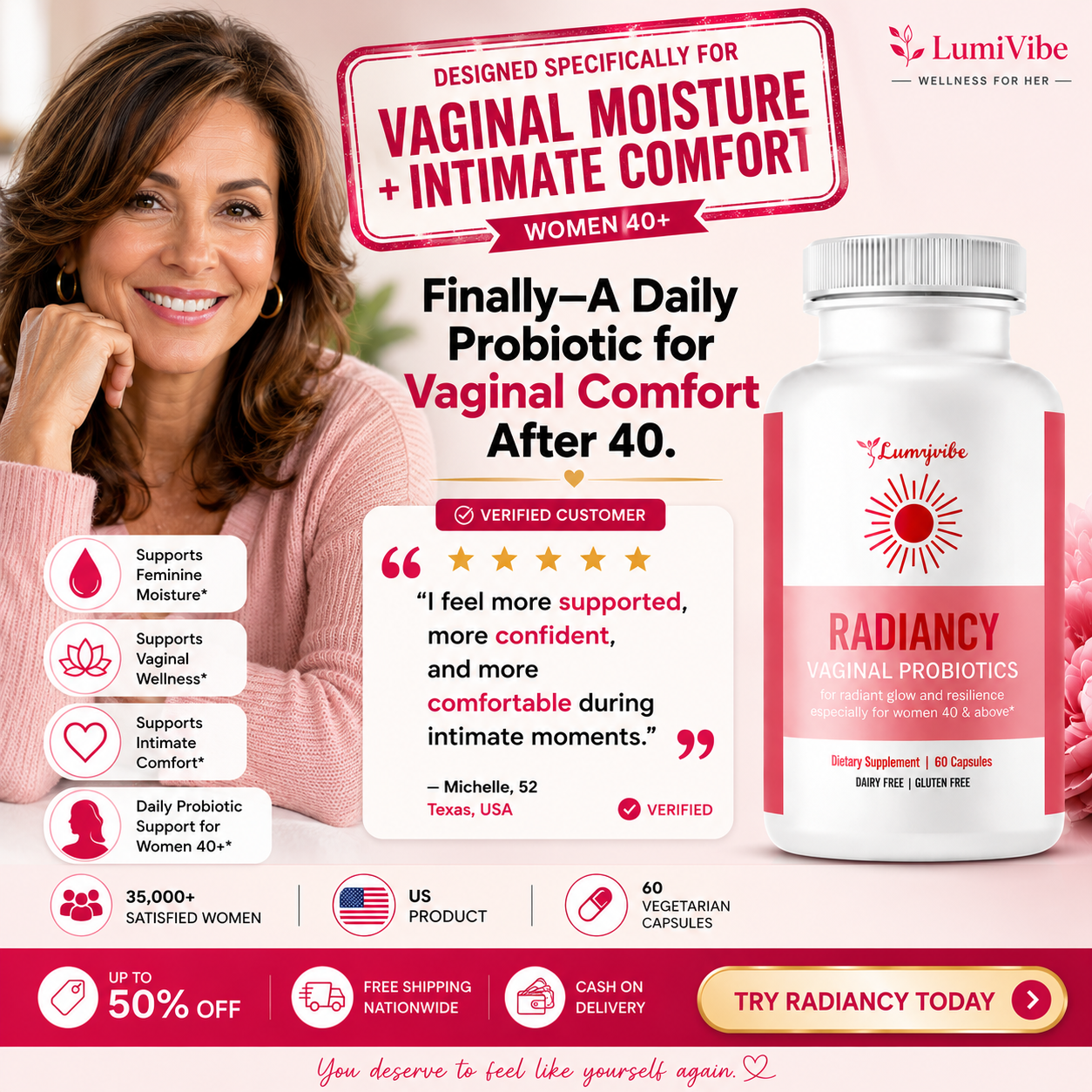 LumiVibe - Women's Wellness Facebook ad: Radiancy Vaginal Probiotics