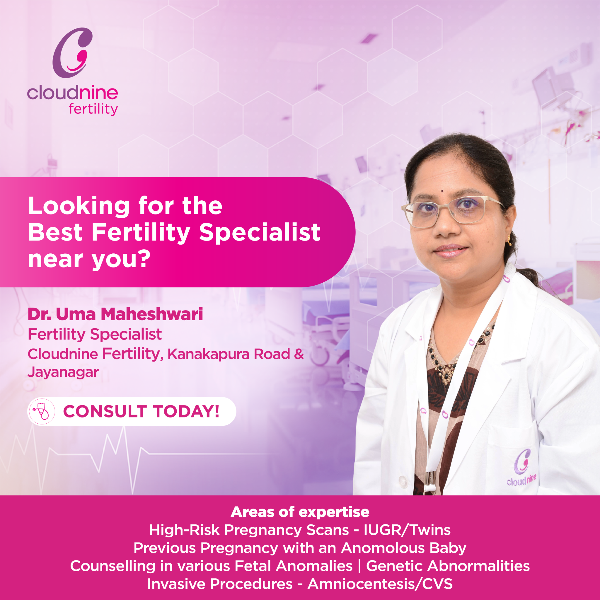 Cloudnine Fertility India Facebook ad: Consult With Dr. Uma Maheshwari