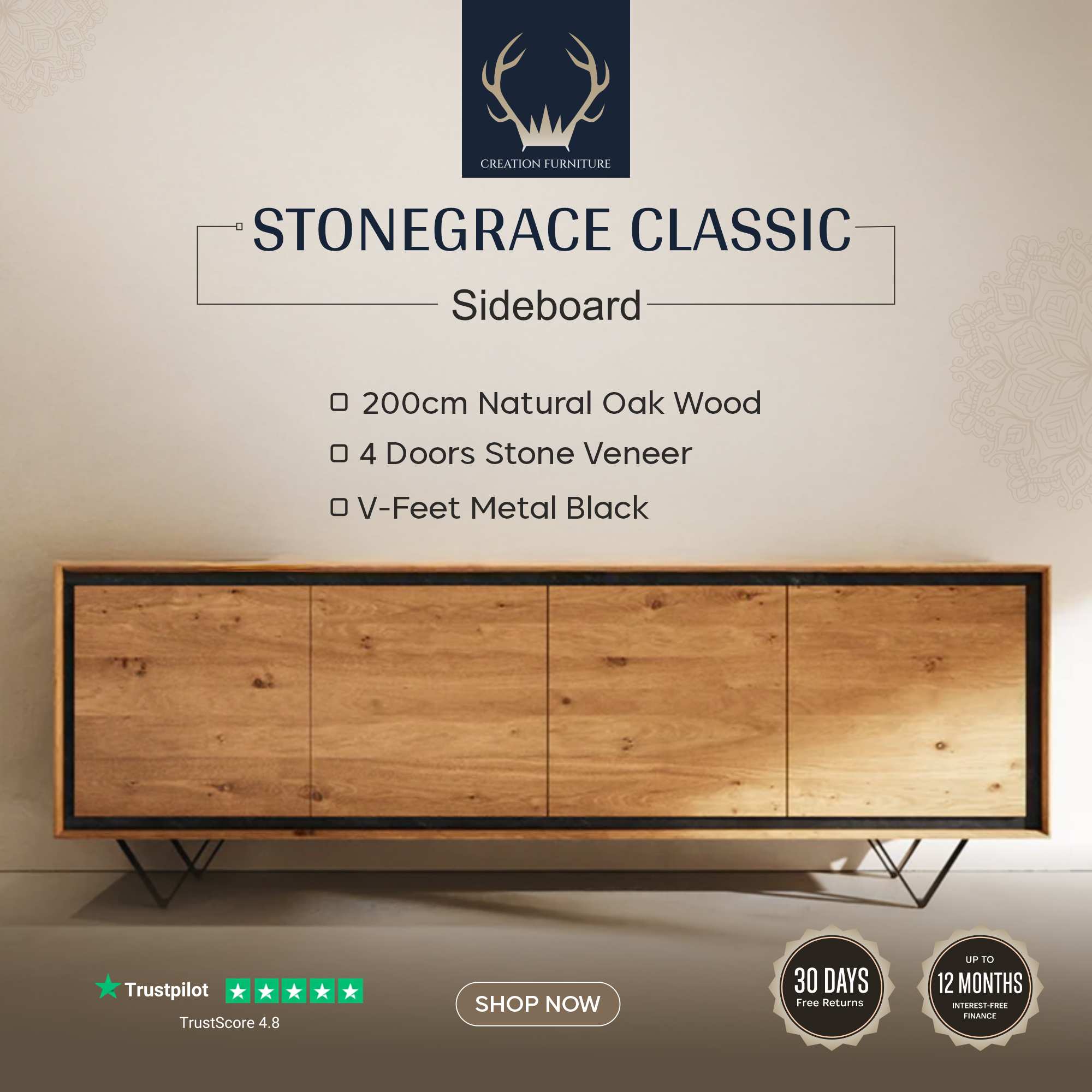 Creation Furniture Facebook ad: Shop Premium Sideboards