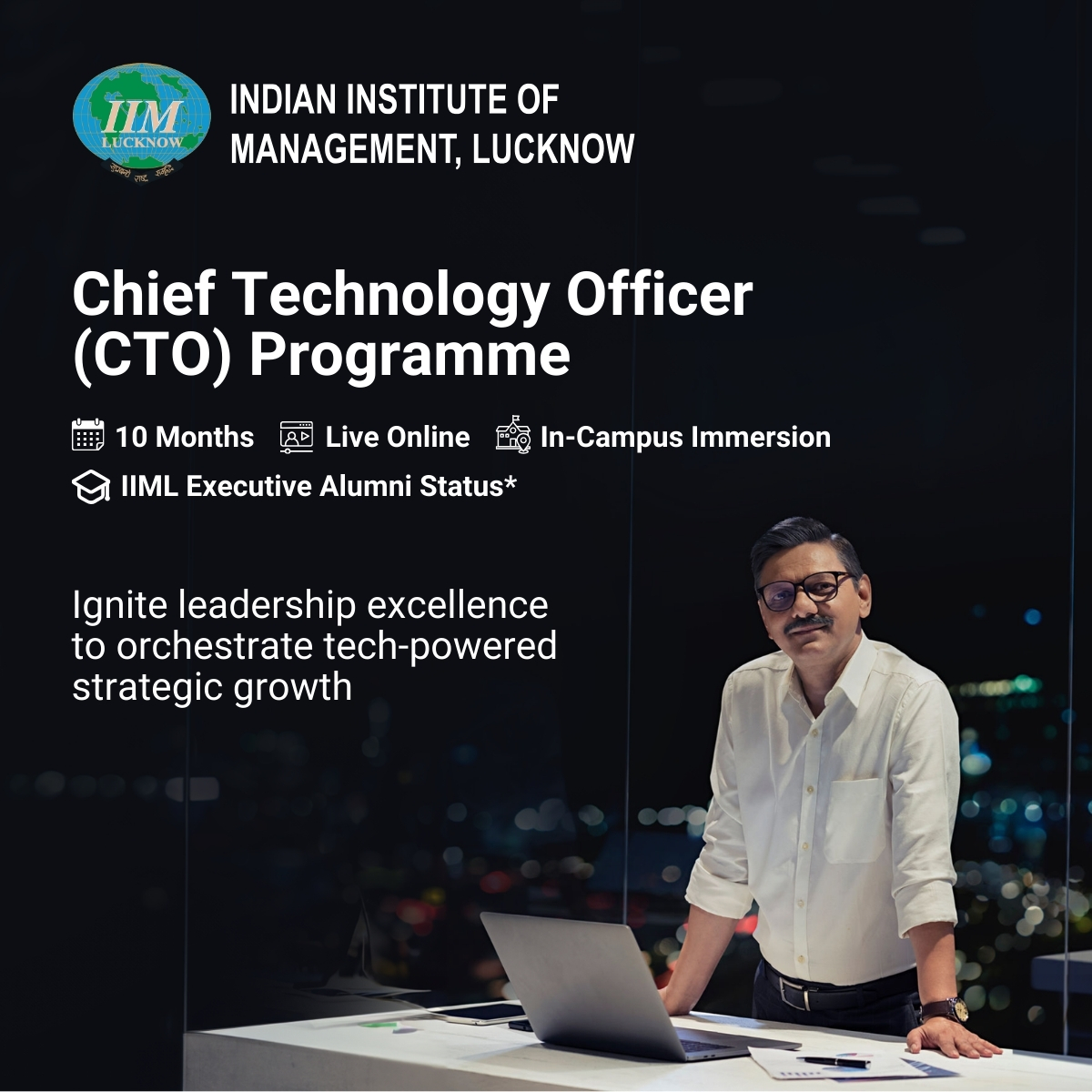 IIM Lucknow Chief Technology Officer Programme Facebook ad: Transform Business with Tech