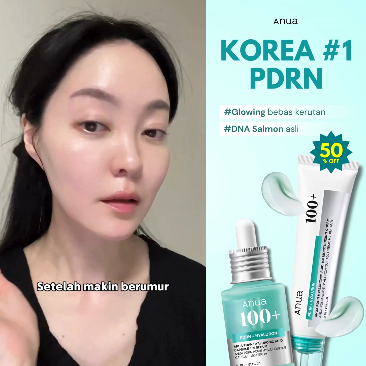 ANUA Indonesia Facebook ad: HOT ITEMS DI KOREA! NO.1 PDRN PRODUK