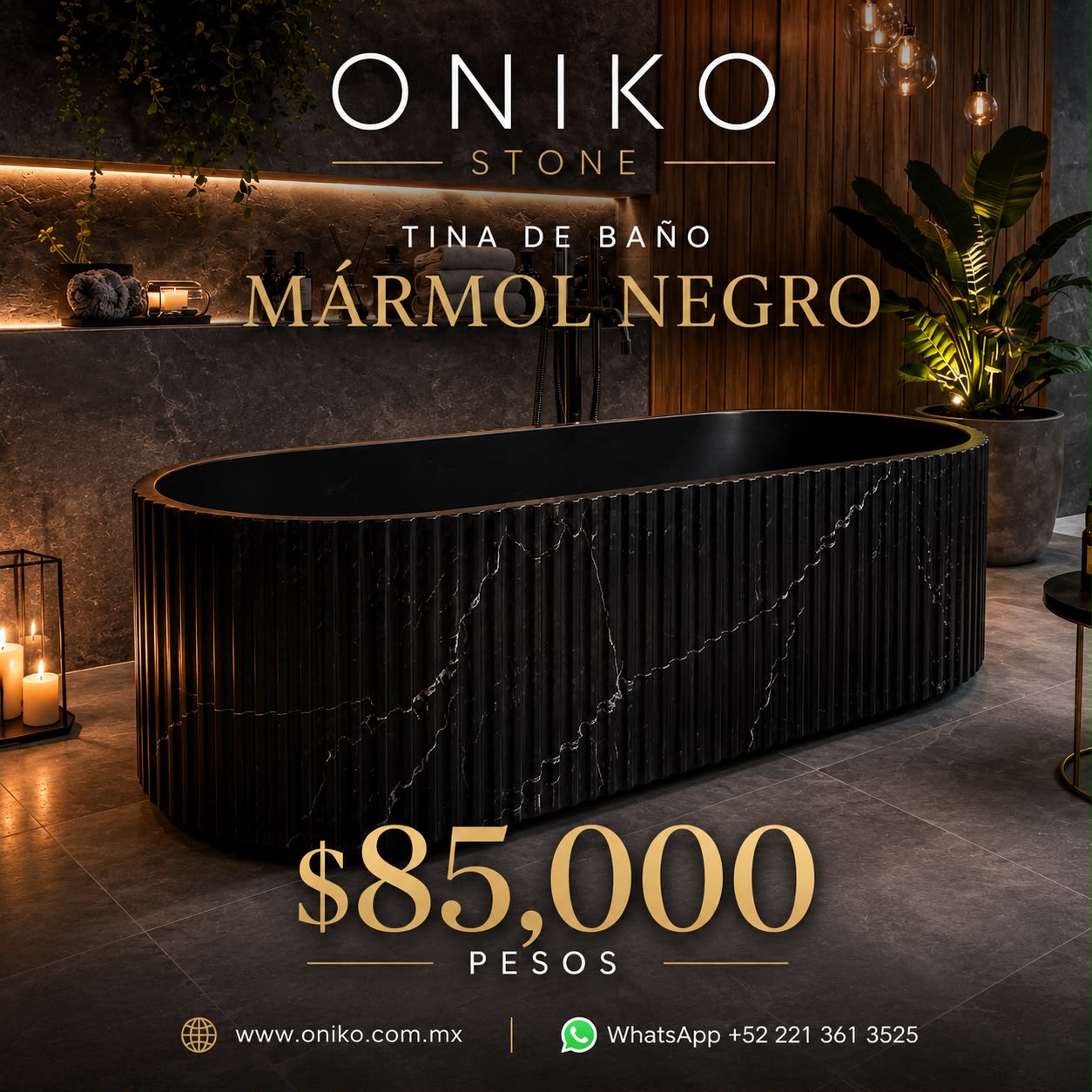Oniko Stone Facebook ad: Una tina no se compra se elige para…