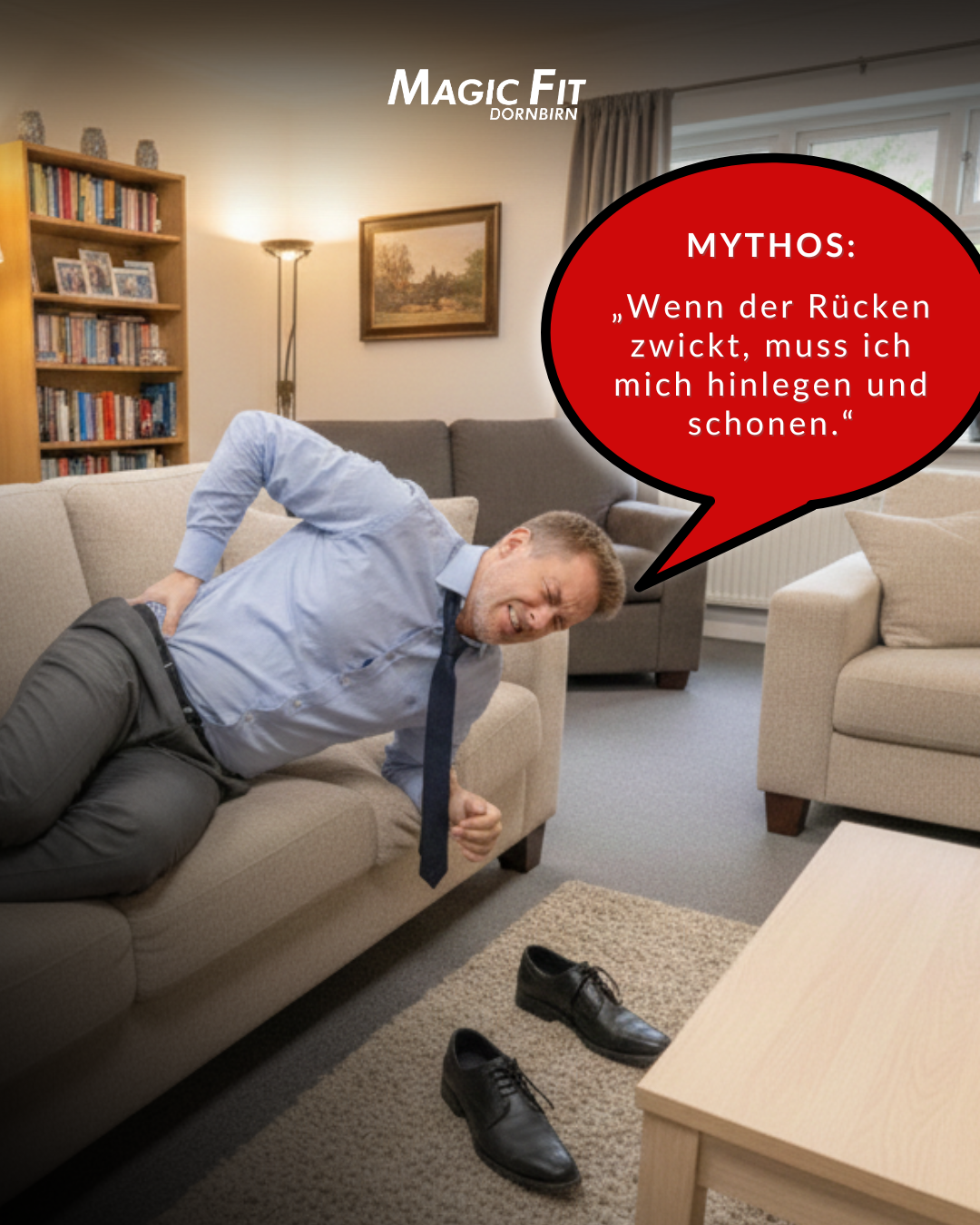 Magic Fit Dornbirn Facebook ad: Wenn es im Rücken zwickt, sagt der Instinkt…