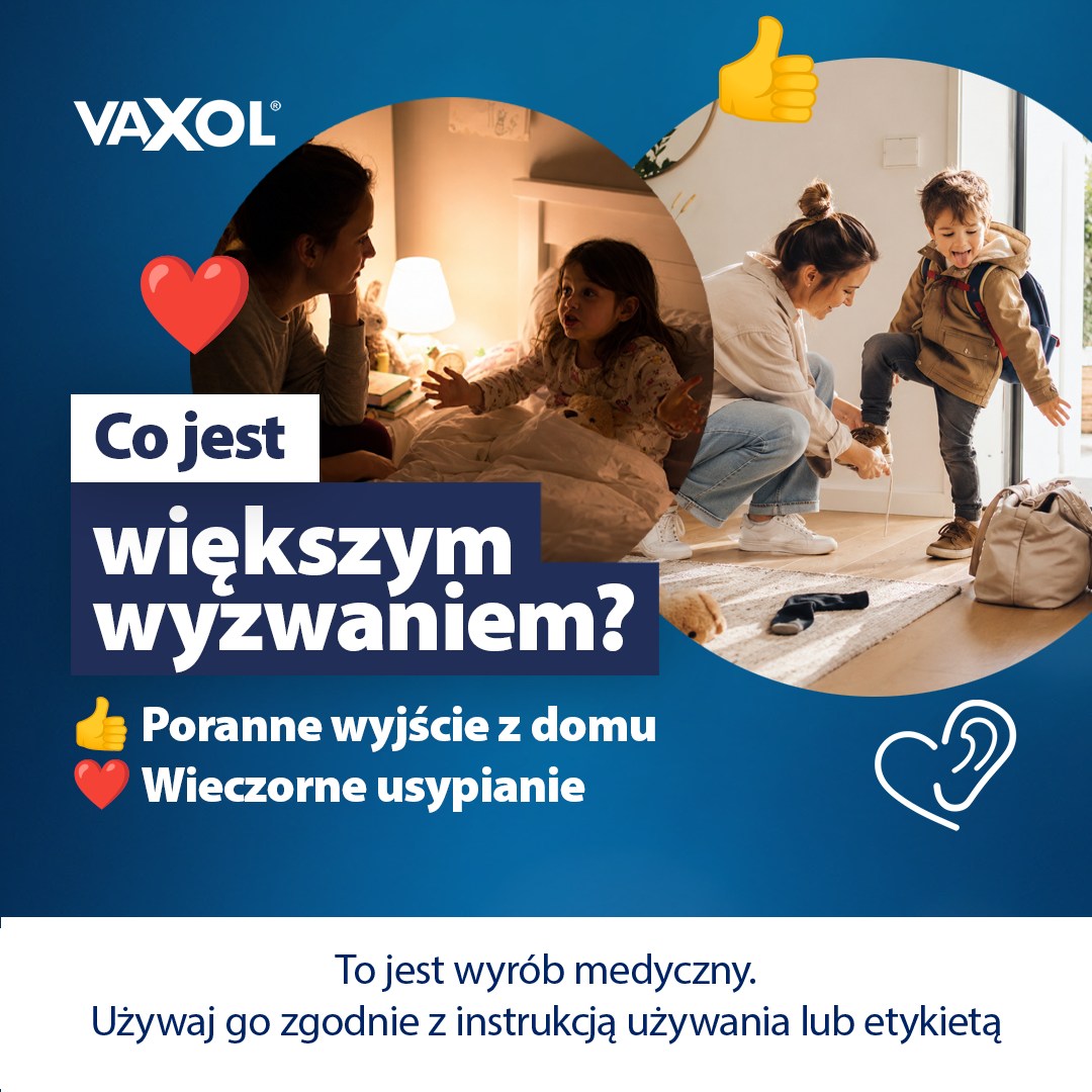 Vaxol Polska Facebook ad: Rodzicielstwo ma swoje momenty testowe.