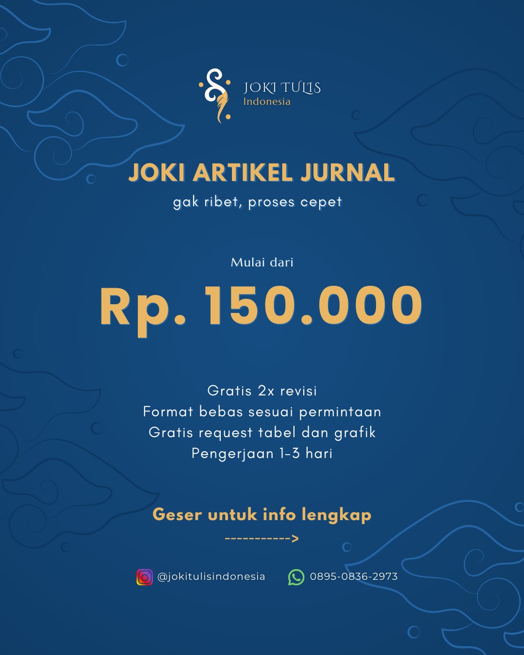 Joki Tulis Facebook ad: New Price List Joki Tulis Agustus 2025.