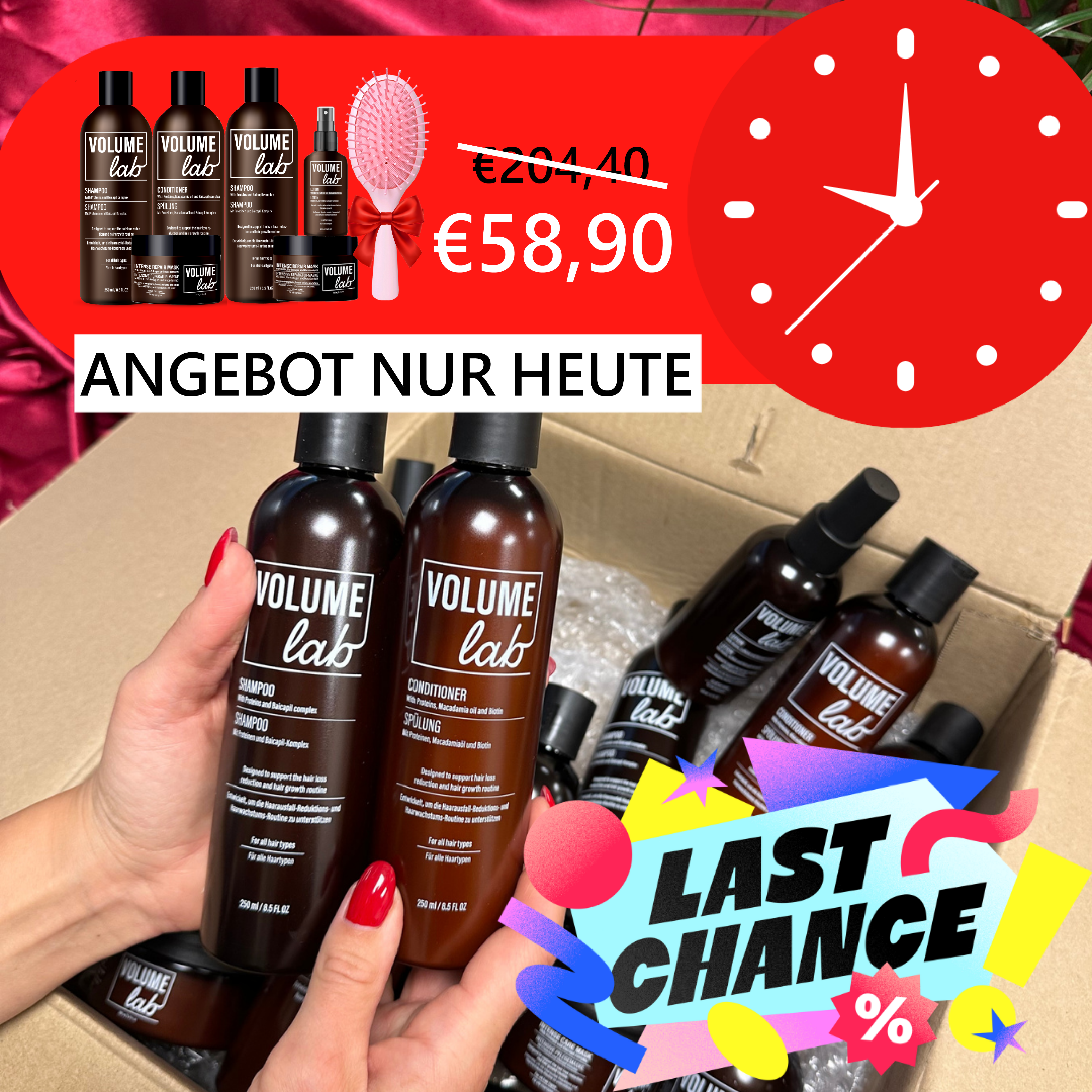 Harmonyvita.de Facebook ad: Jeden Tag Haare wie nach dem Friseur