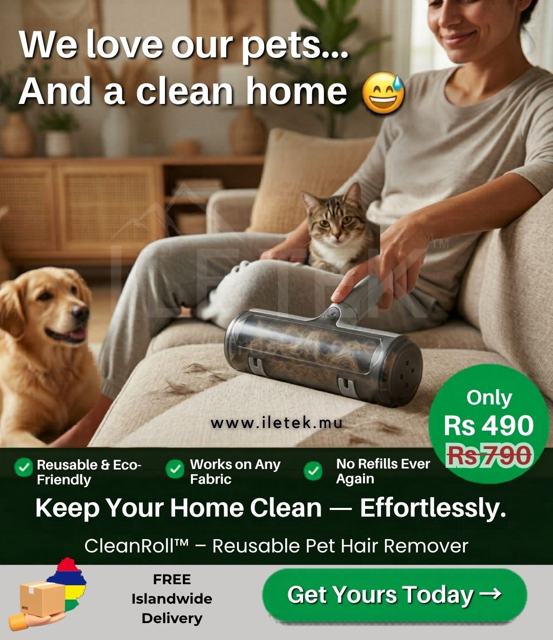 ÎLETEK.mu Facebook ad: Love Your Pet. Love Your Home