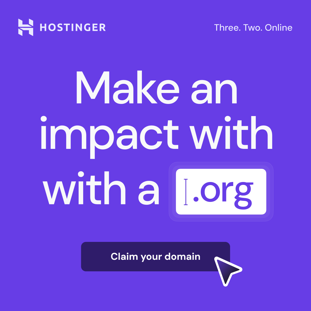 Hostinger Facebook ad: Domains from $0.99