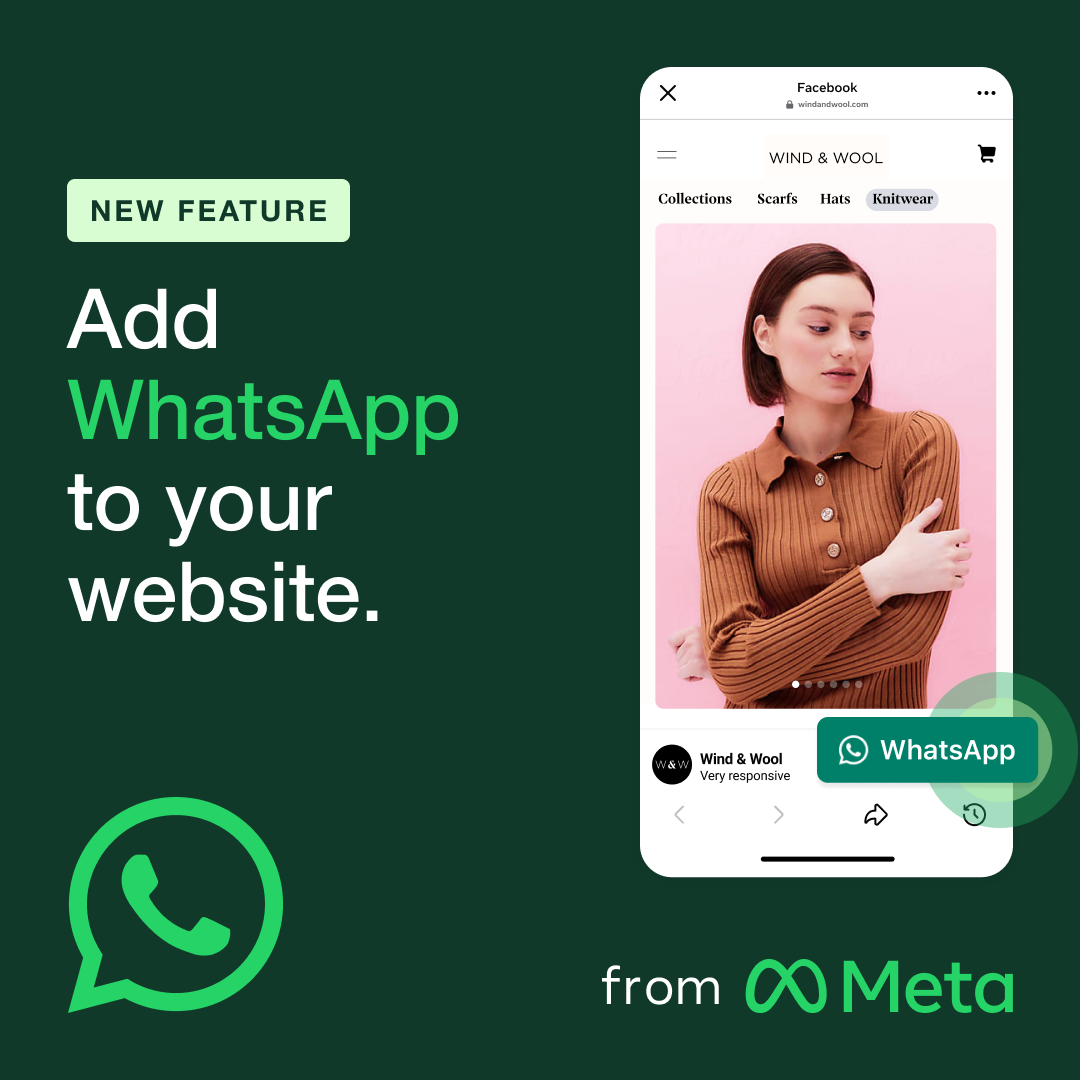 Meta for Business Facebook ad: Website to WhatsApp ads